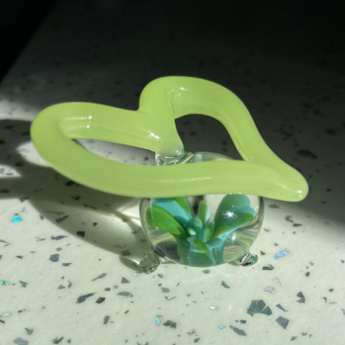 Green Heart on Flower