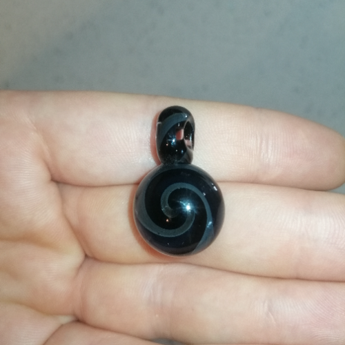 Shiny Black and Grey Swirl Pendant