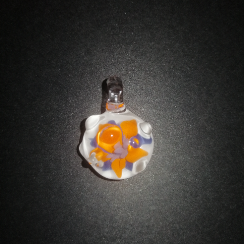 Textured Orange and Blue Flower Pendant
