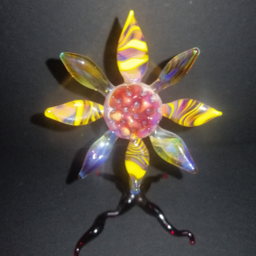 Stripy Yellow and Purple Free Standing Flower