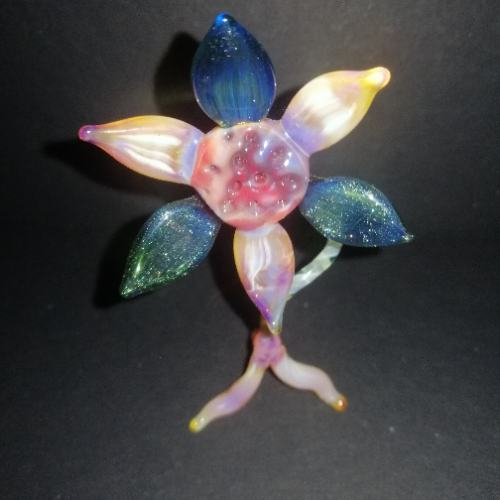 Sparkly Green, Amber and Purple Free Standing Flower