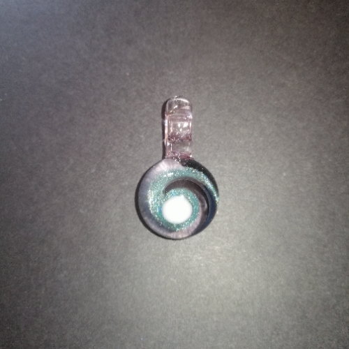 Pink, Black and White Swirl Pendant with Shine